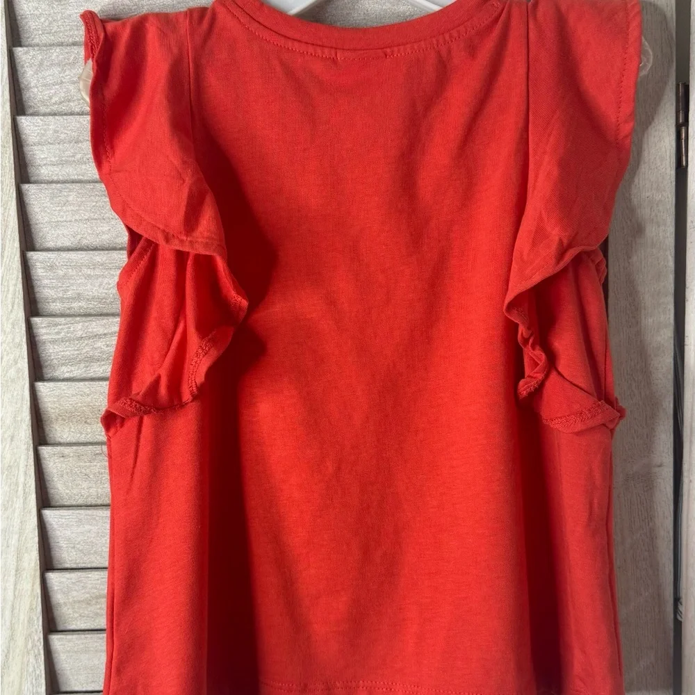 Gymboree Red/Orange Ruffle Sleeve Kids Top. NWT. Size XS. Red/ Orange Color